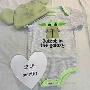 Star Wars Baby Yoda Gray and Light Green Bodysuit w/ BONUS